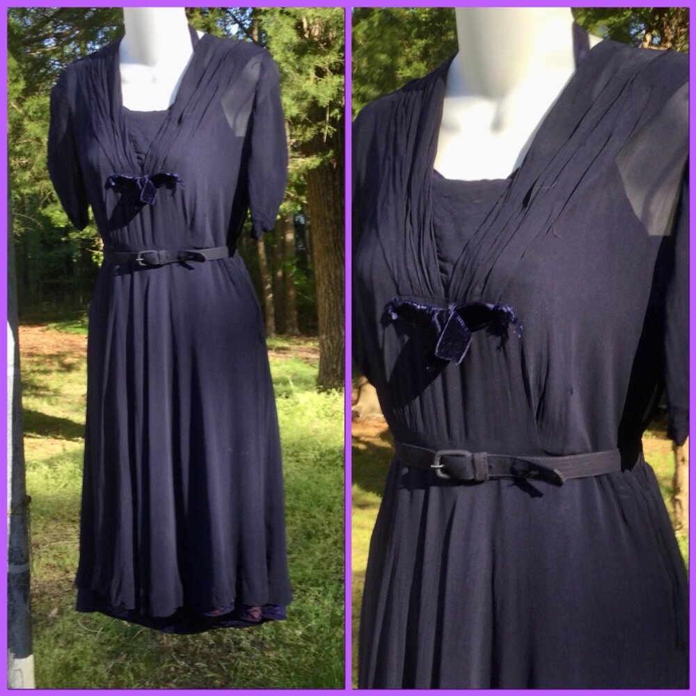 Vtg Sheer Dress w/Slip, sz 6P ?